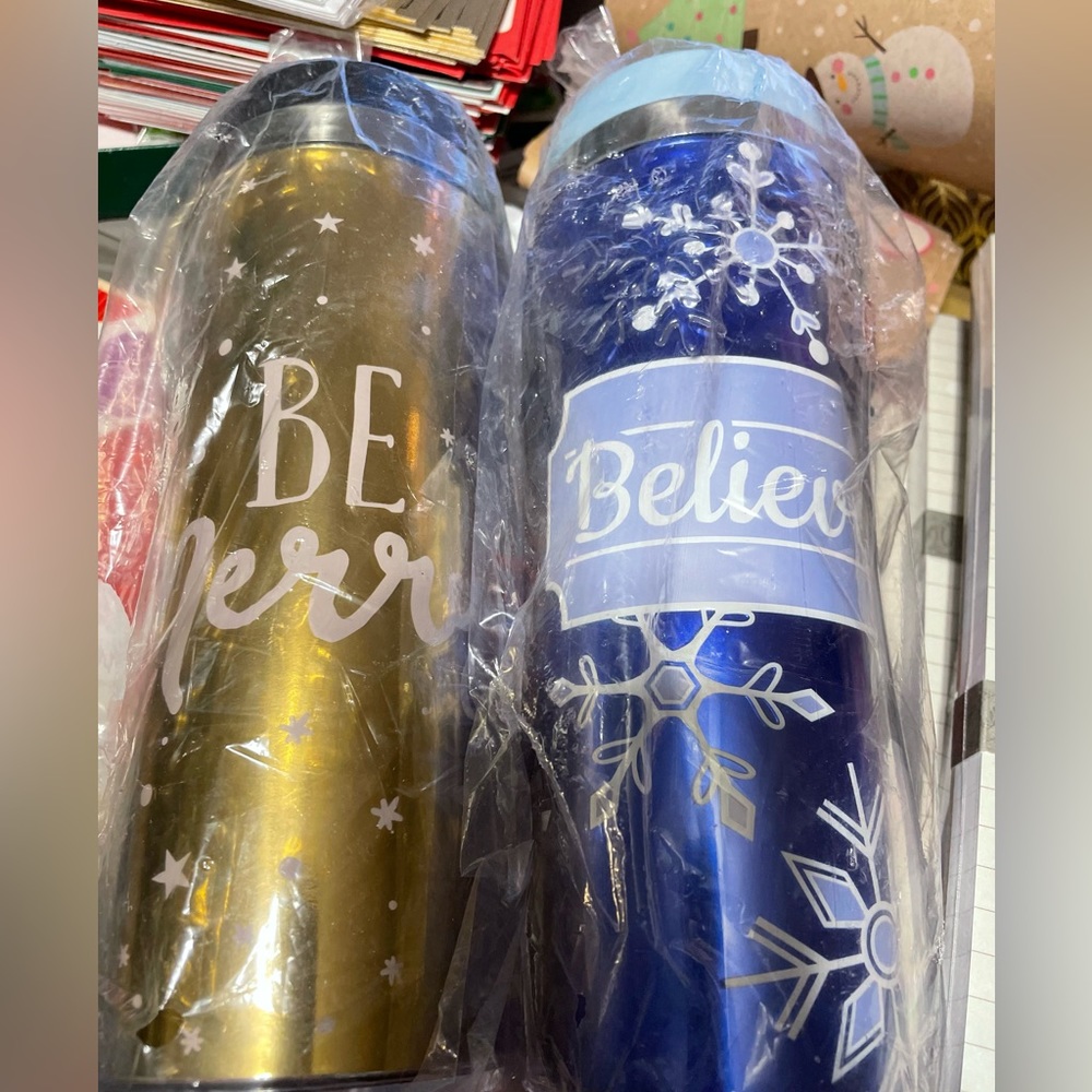 Insulated holiday drink containers.